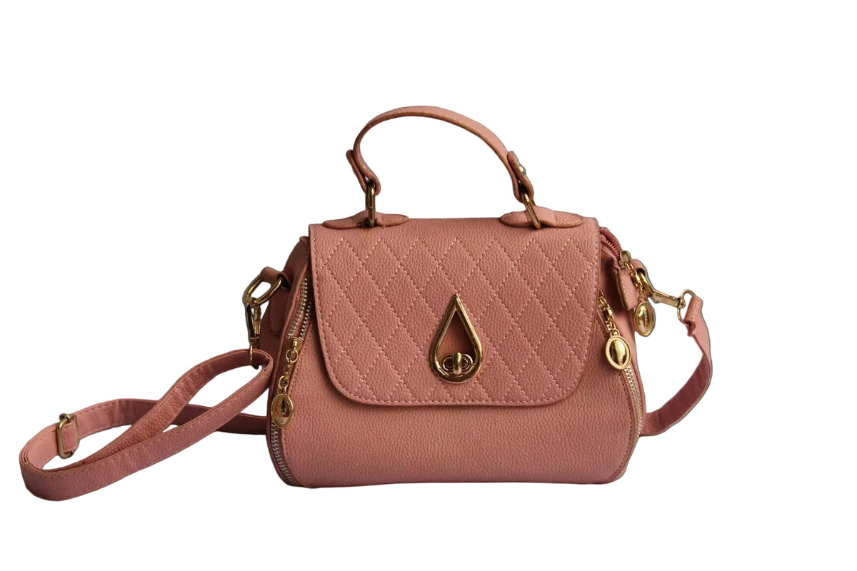 Blush Quilted Top-Handle Bag