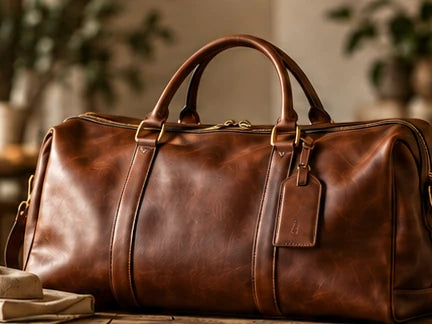 Leather weekender bag